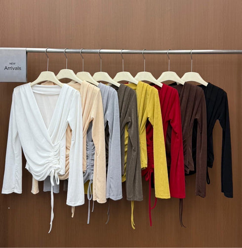 Wrap V-neck Long Sleeves Tops